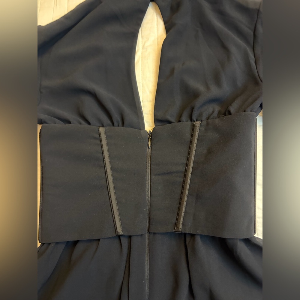 Oh Polly Joelene Long Sleeve Plunge Neck Mini Dress in Black NWT - Picture 12 of 12